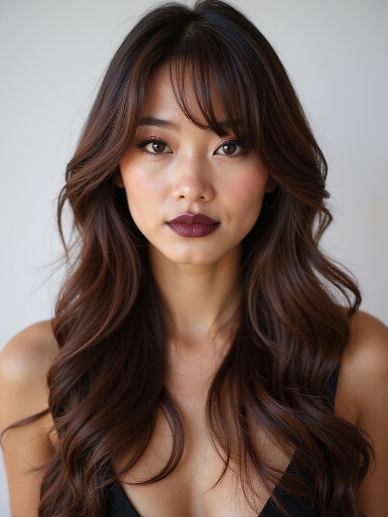 wispy curtain bangs feathered tresses