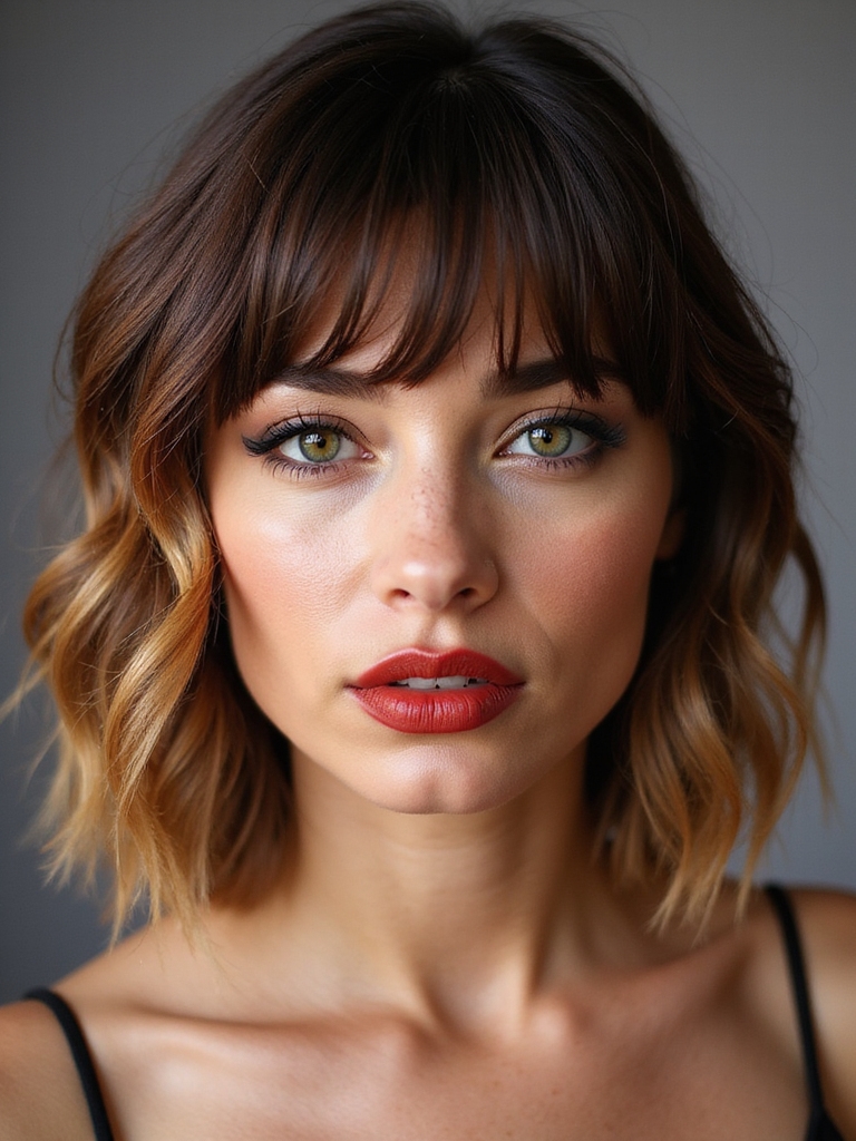 wispy layered bangs face framing