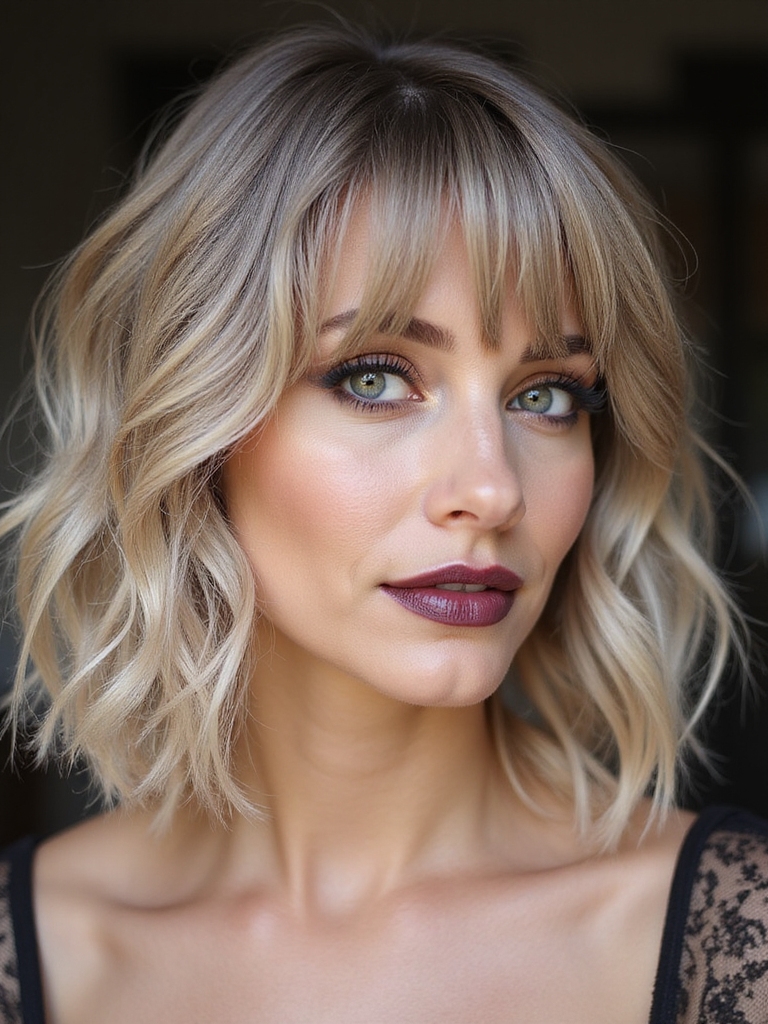 wispy layered feathered face framing