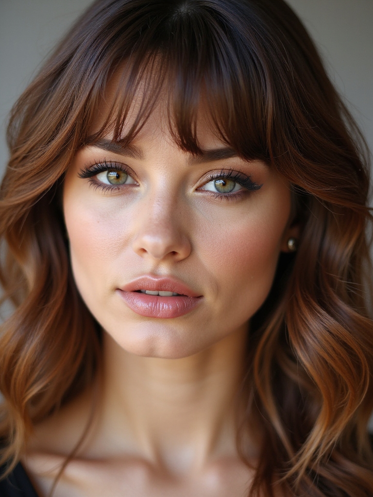 wispy layered side swept bangs