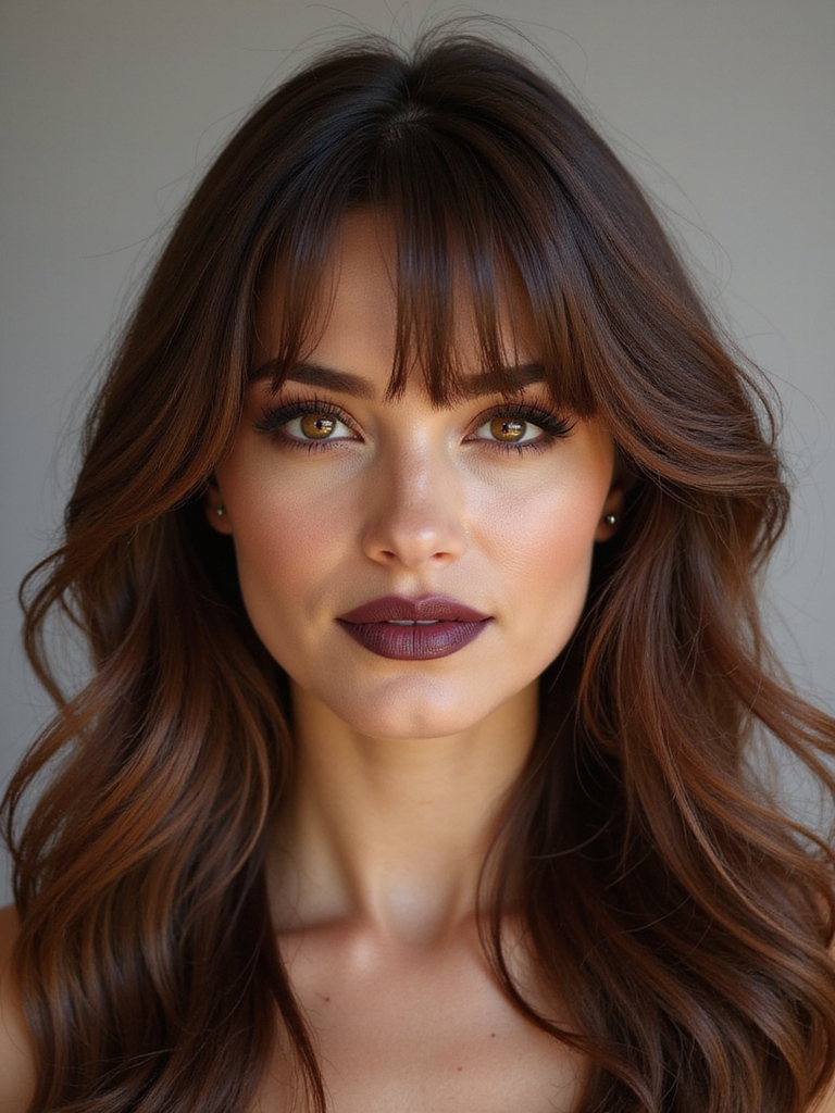 wispy side bangs soften jawline