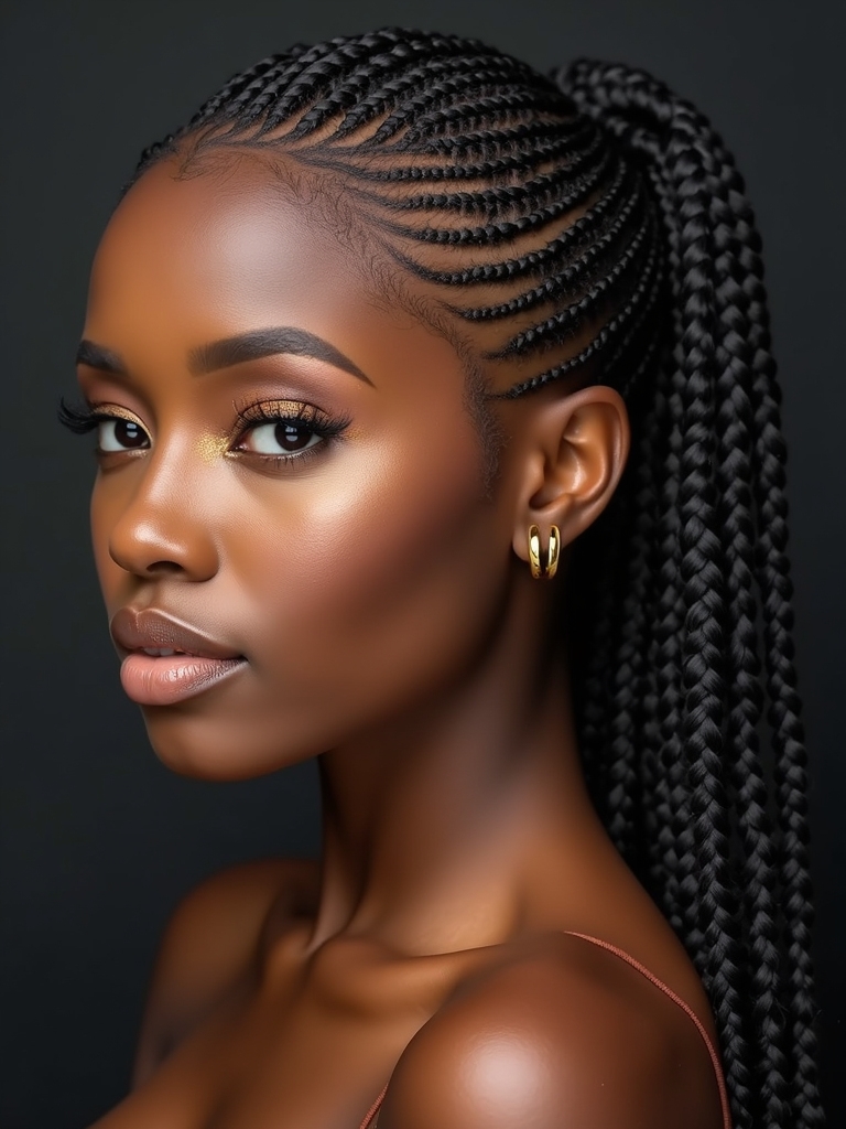 zigzag symmetrical cornrows with extensions