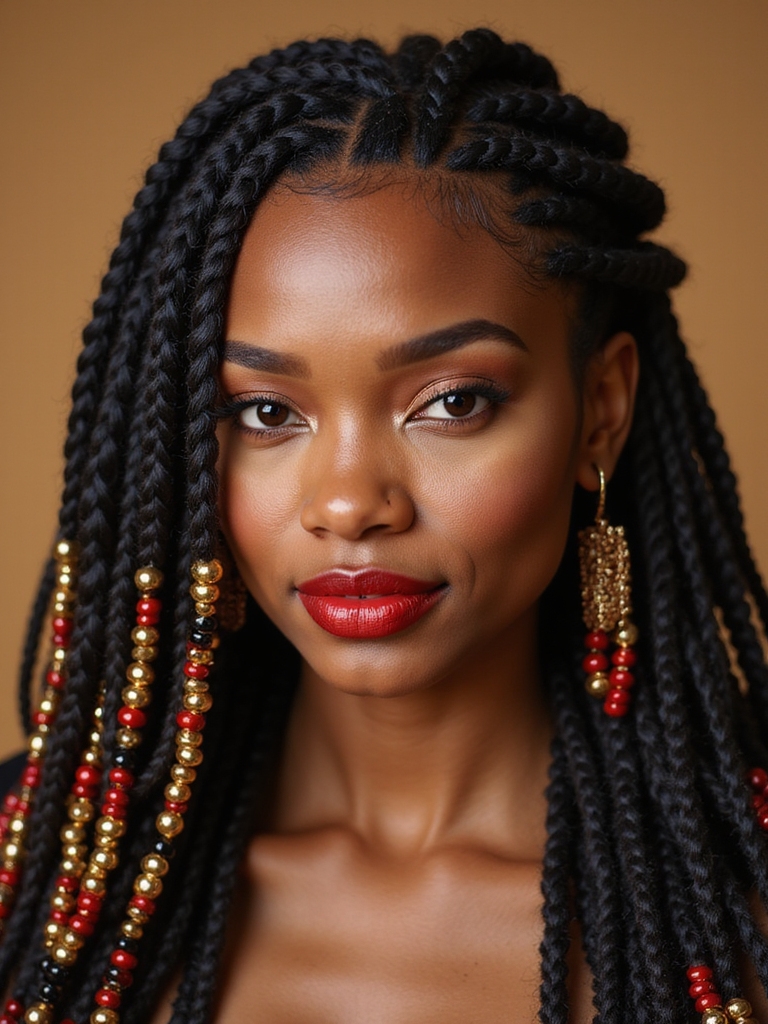 beaded cornrows with secure knots