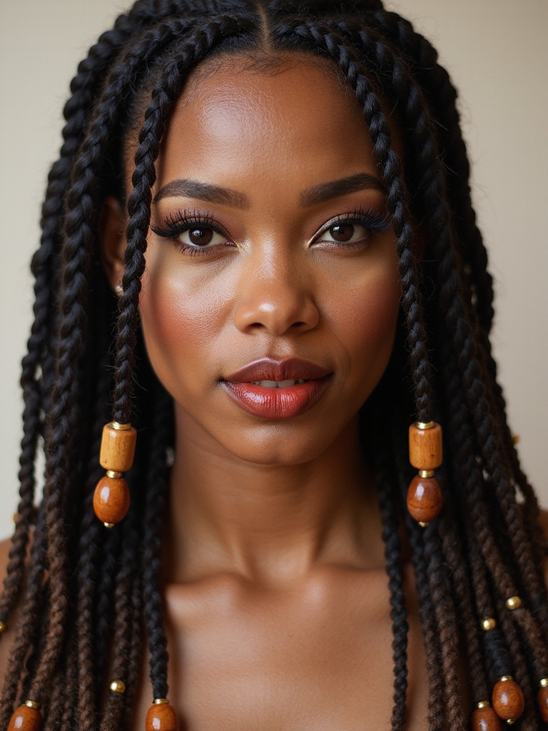 beaded mini knotless braids