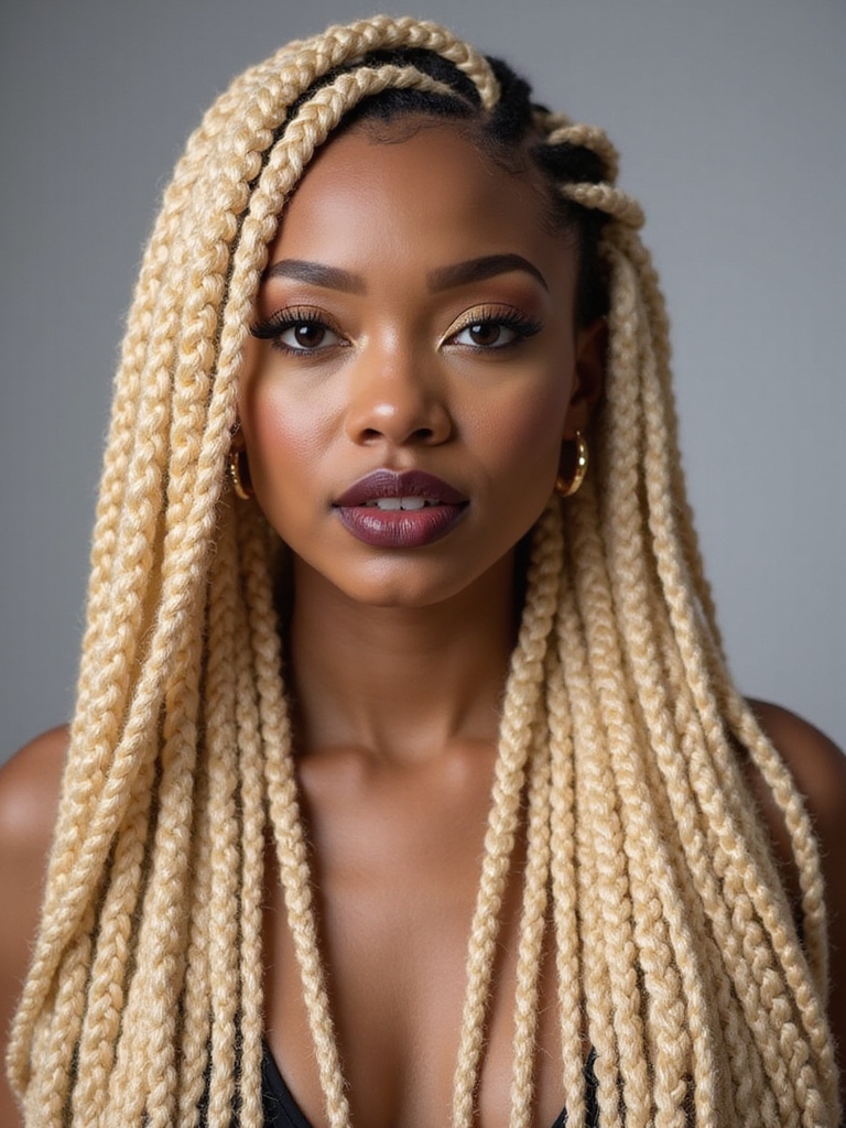 blonde knotless box braids