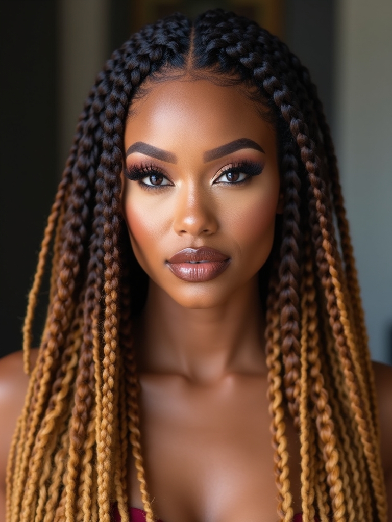 bold ombre chunky knotless