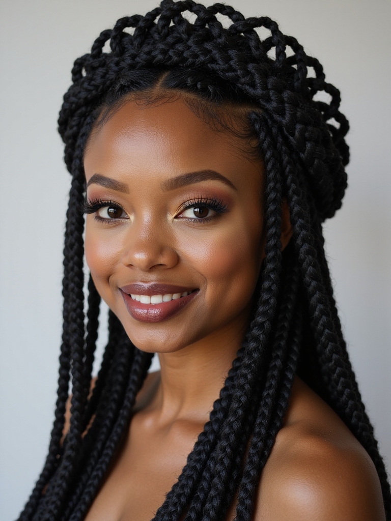 braided crown with geometric parting