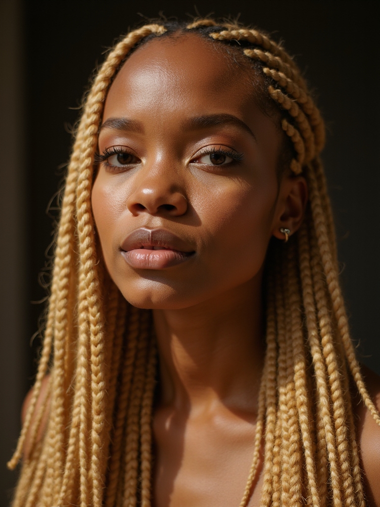 bright face framing lemonade braids