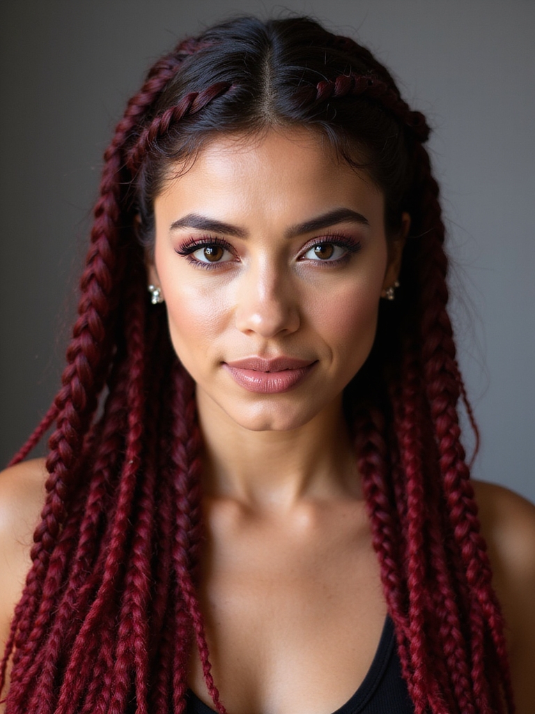 cherry ombre feed in braids