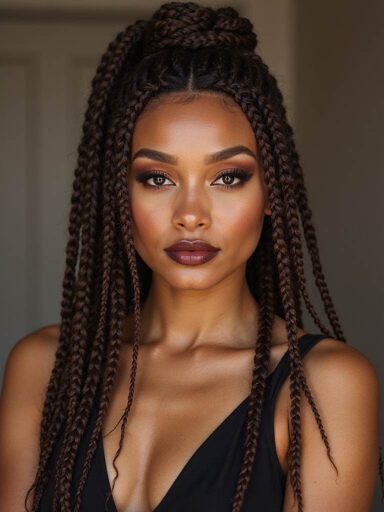 chunky braided high ponytail