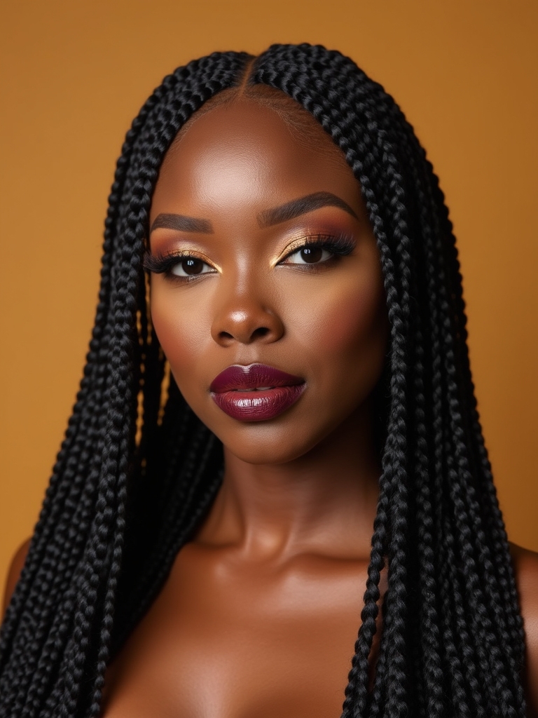 chunky swooping protective braids