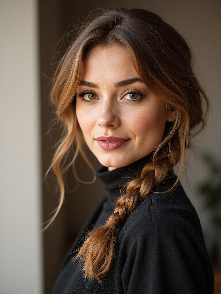 cozy messy braid with wisps