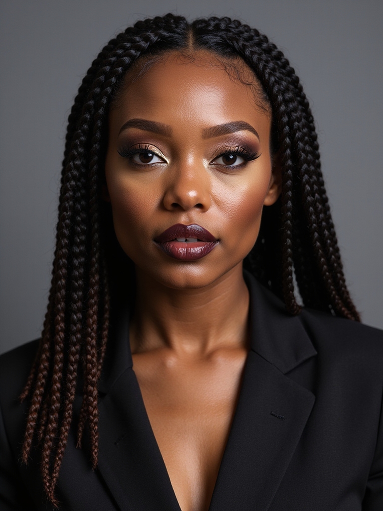 curved braids framing face