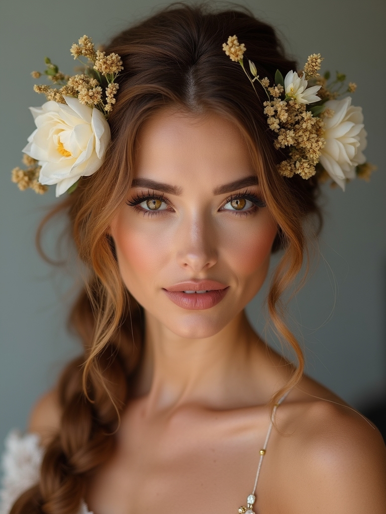 floral halo braid with blooms