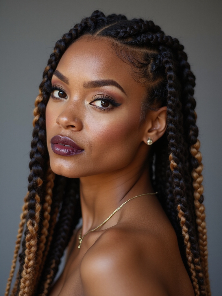 geometric triangular cornrow braids
