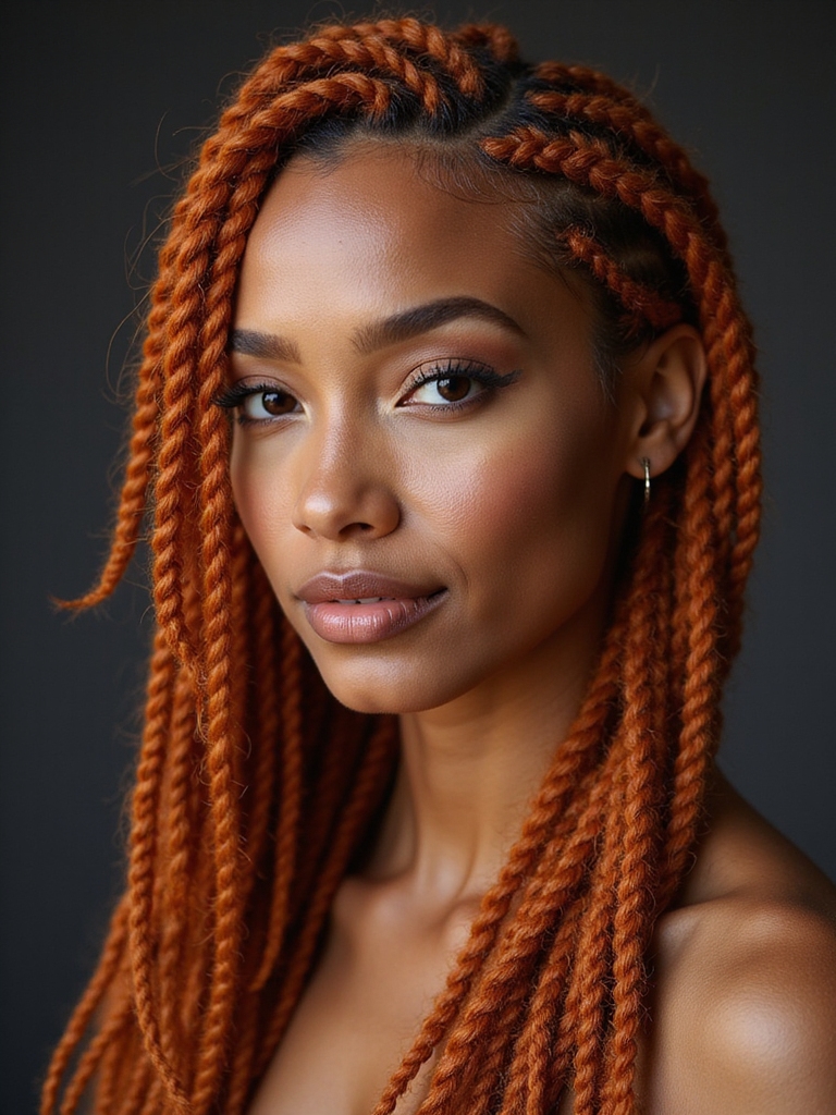 glamorous intricate ginger braided hairstyle