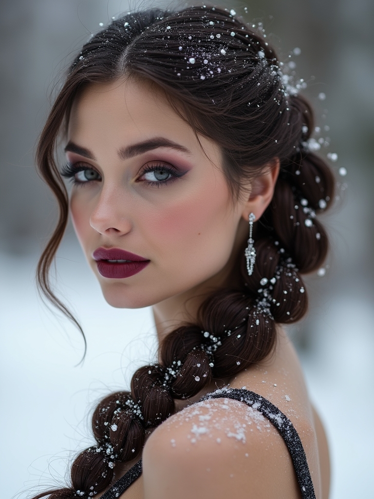 glittered braided holiday headband