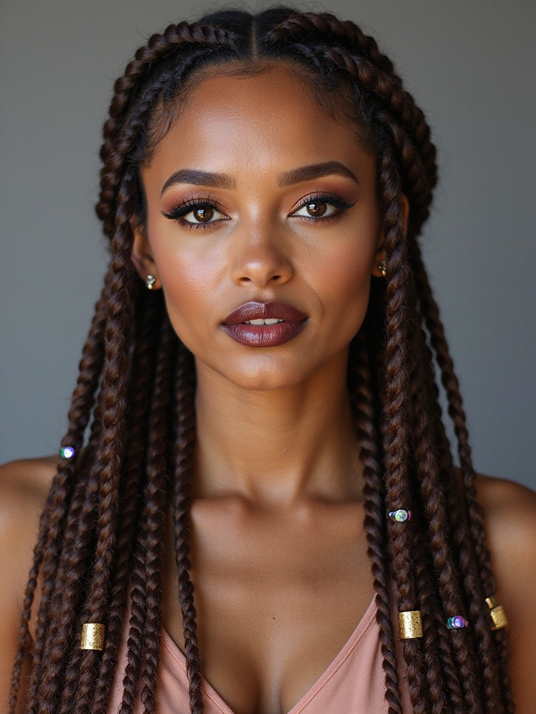 glossy beaded box braid vibe