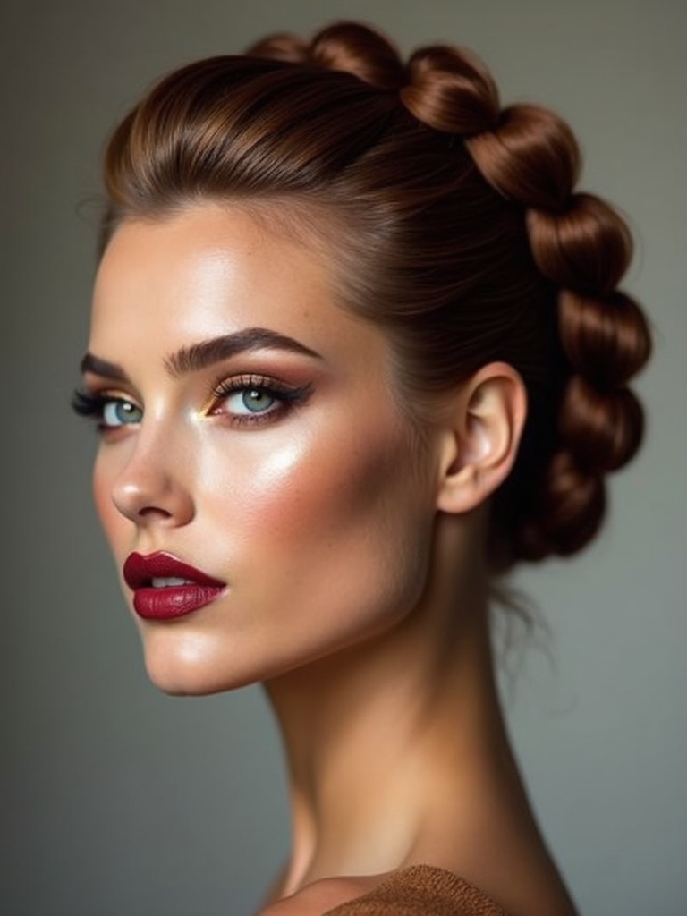 glossy sleek modern dutch braid