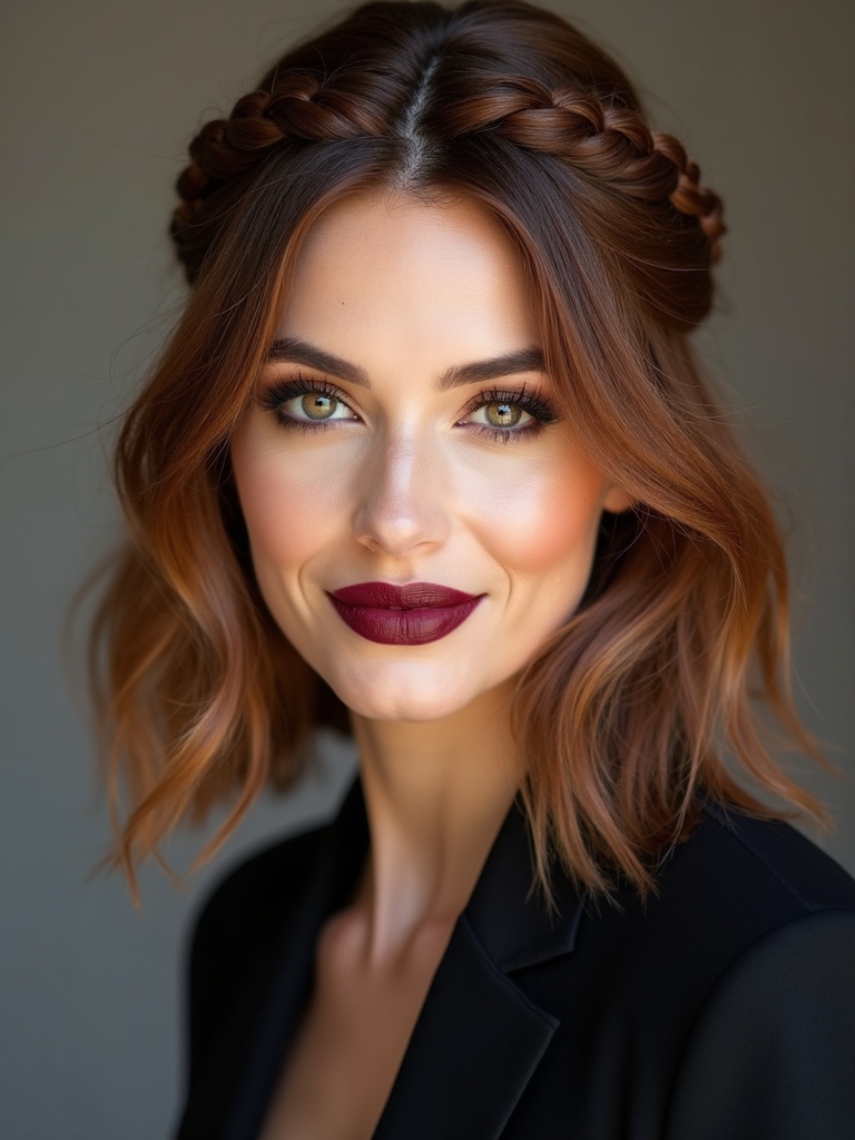 half up braided halo style