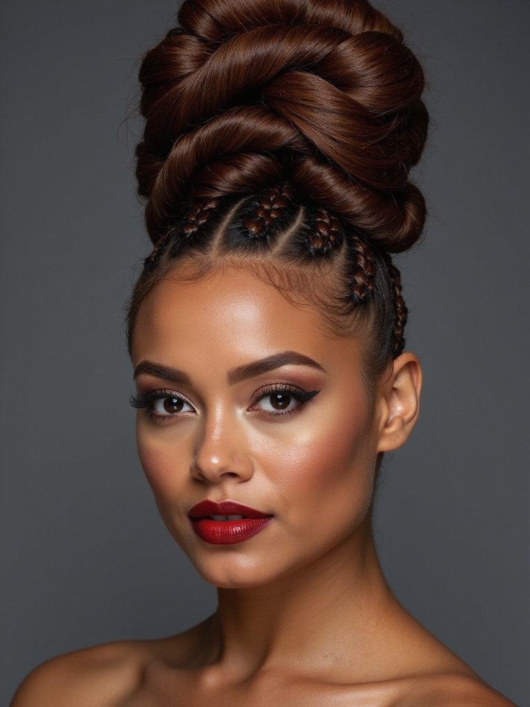 high bun with braids