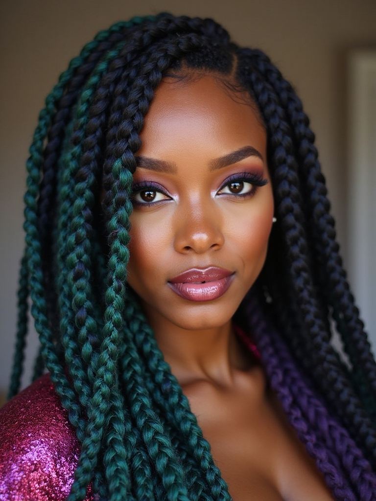jewel toned knotless color blocking