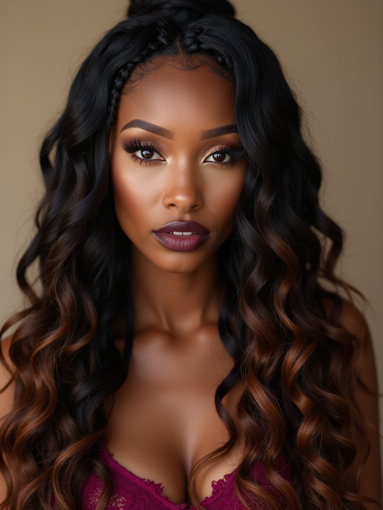 lightweight knotless braids with curls