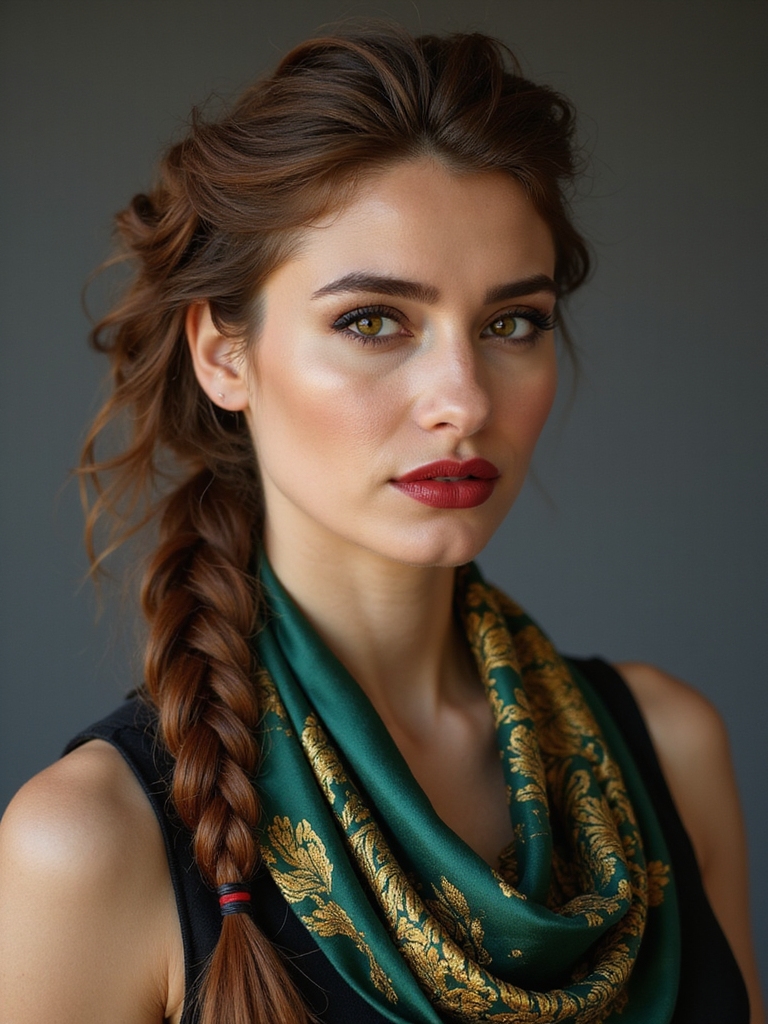 low braided bun scarf