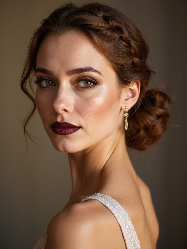 low braided jeweled chignon