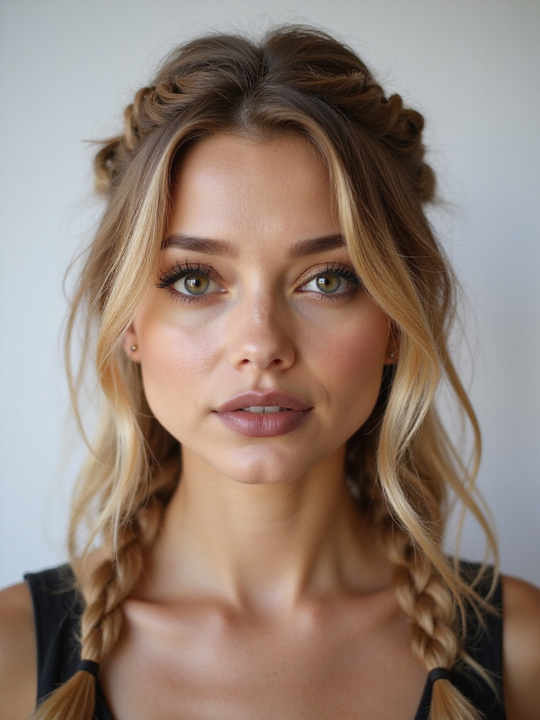 messy crown braid with tendrils