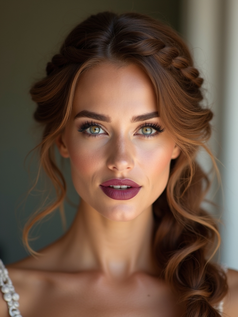 romantic milkmaid braids with curls