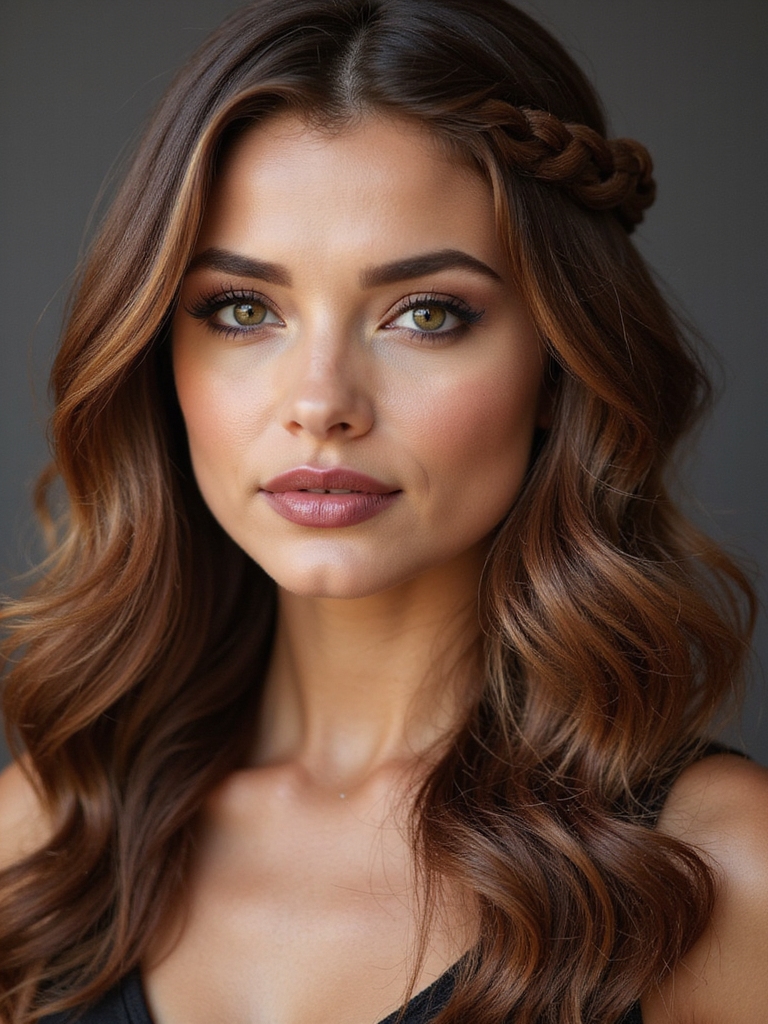 side swept waterfall into curls