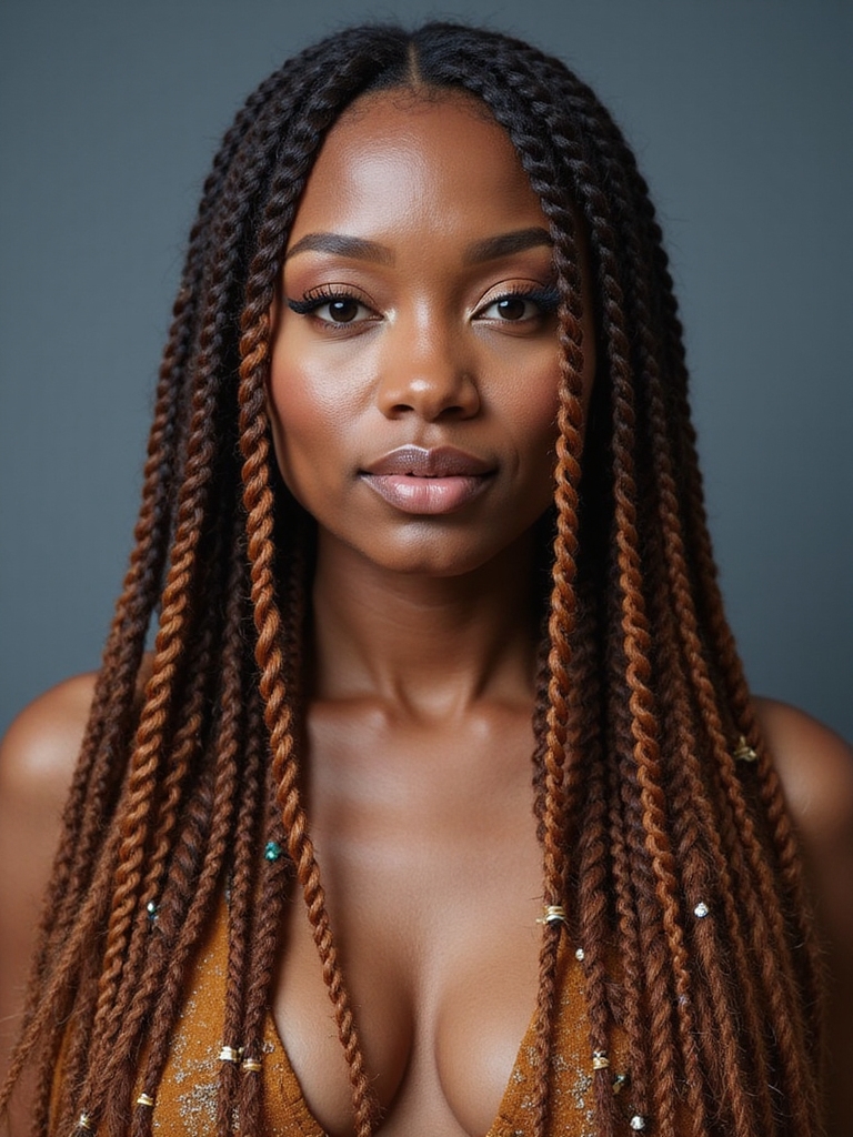 signature fulani braids half up