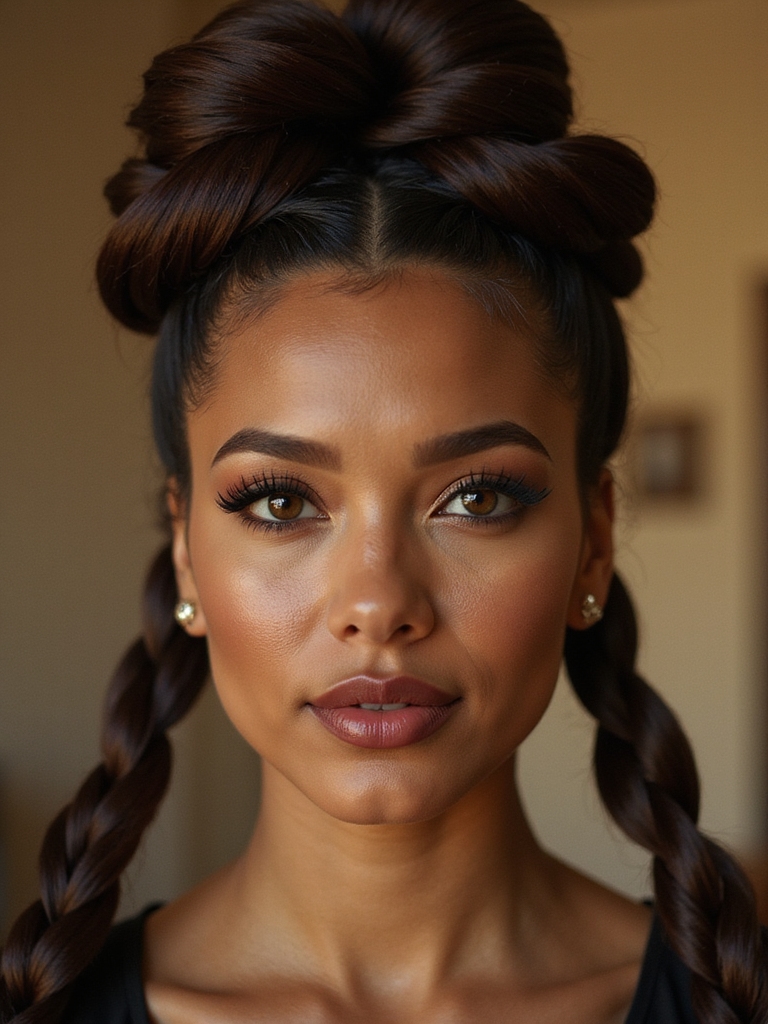 sleek braided bun with wings