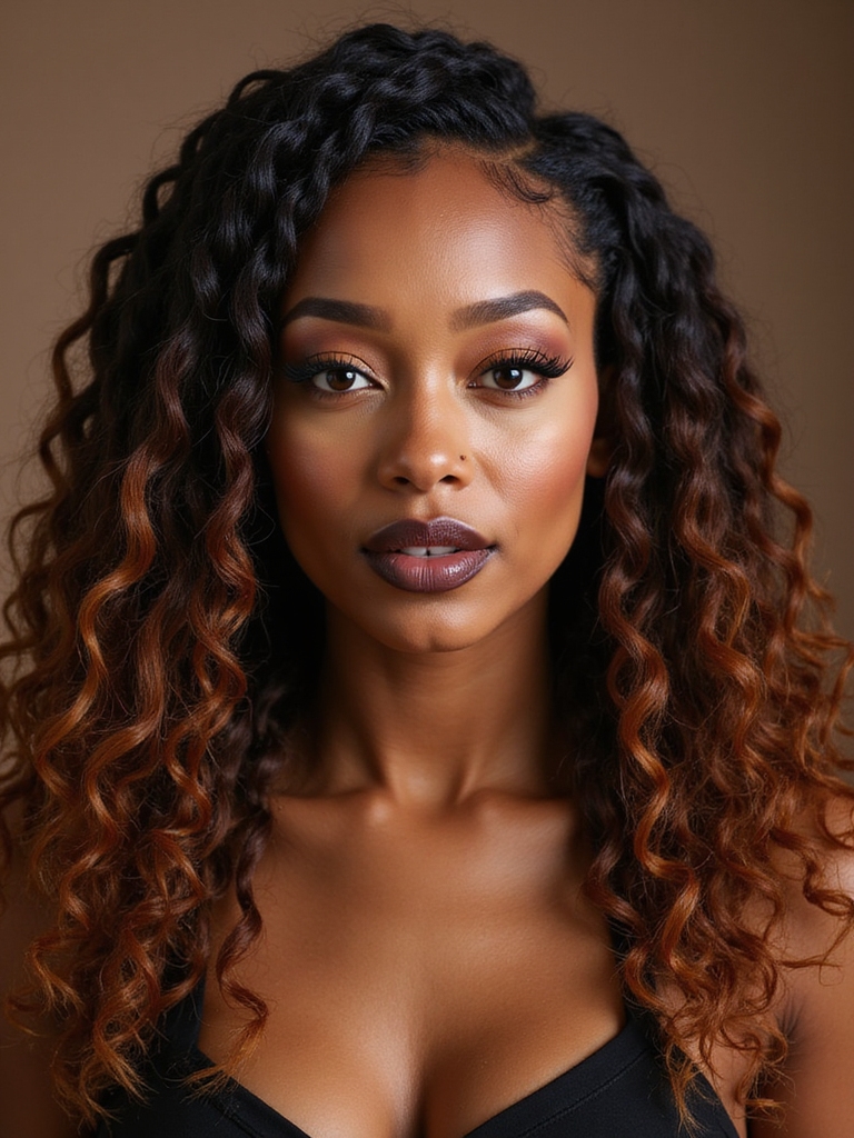 sleek feed in curls glam