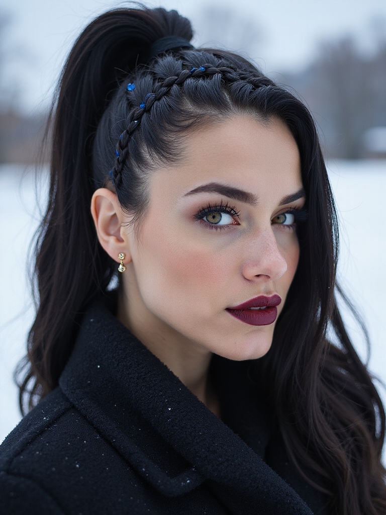 sleek high braided ponytail