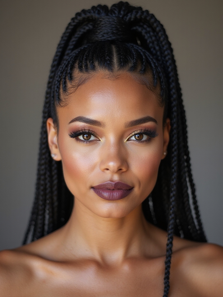 sleek high ponytail cornrows