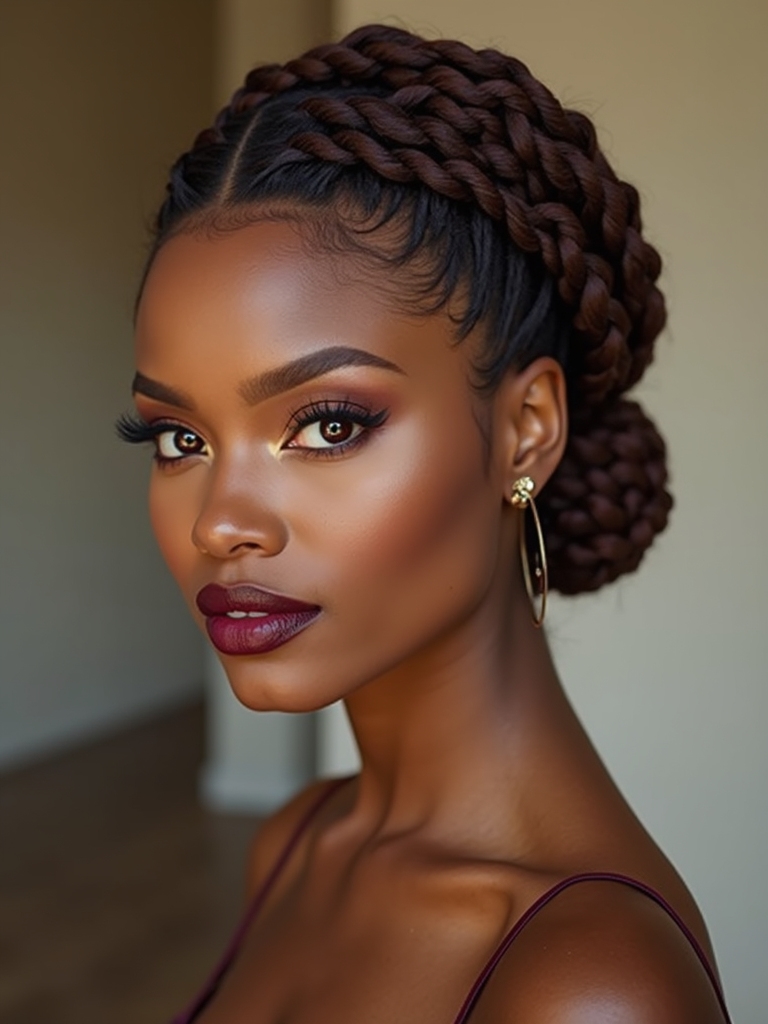 sleek knotless braids bun