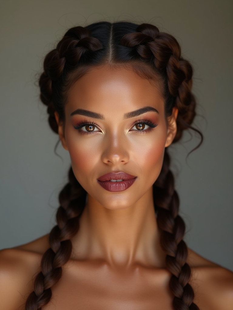 sleek modern milkmaid braids