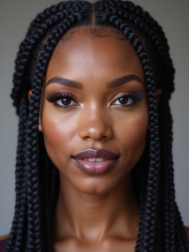 sleek sculpted shiny cornrows
