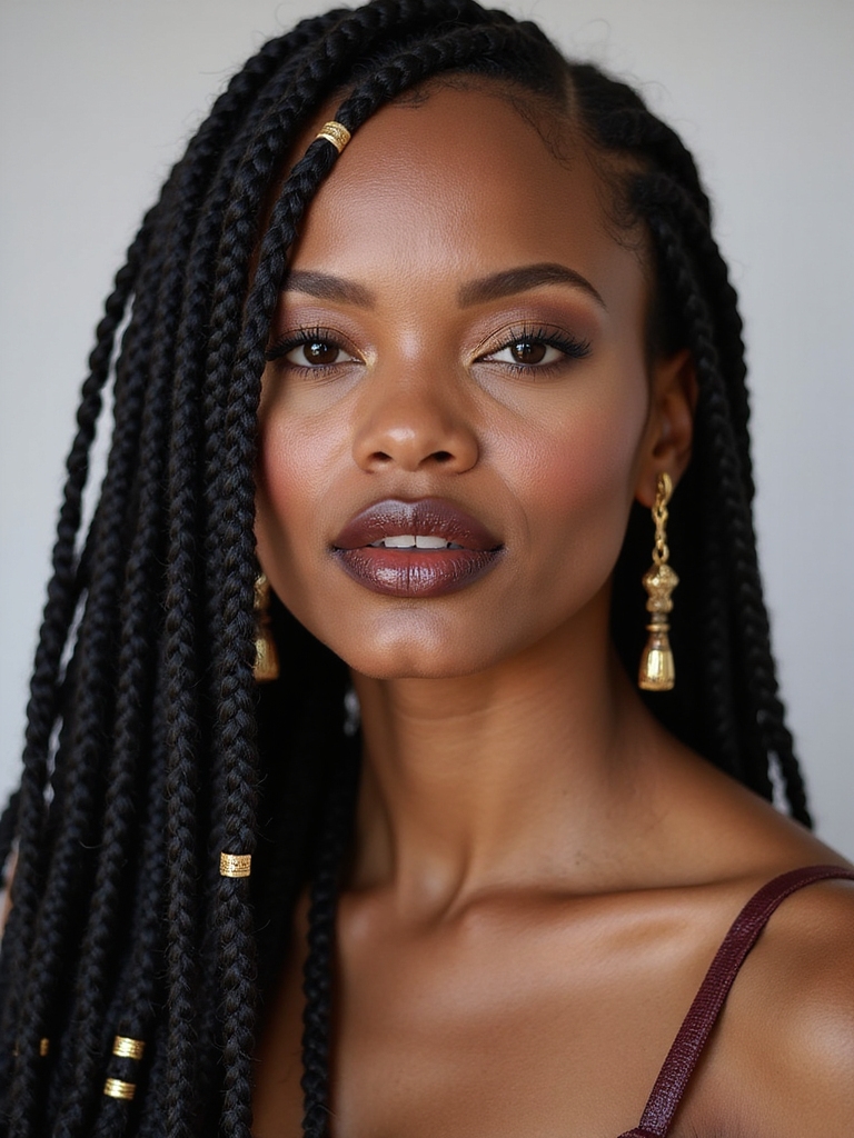 sleek side swept beaded fulani