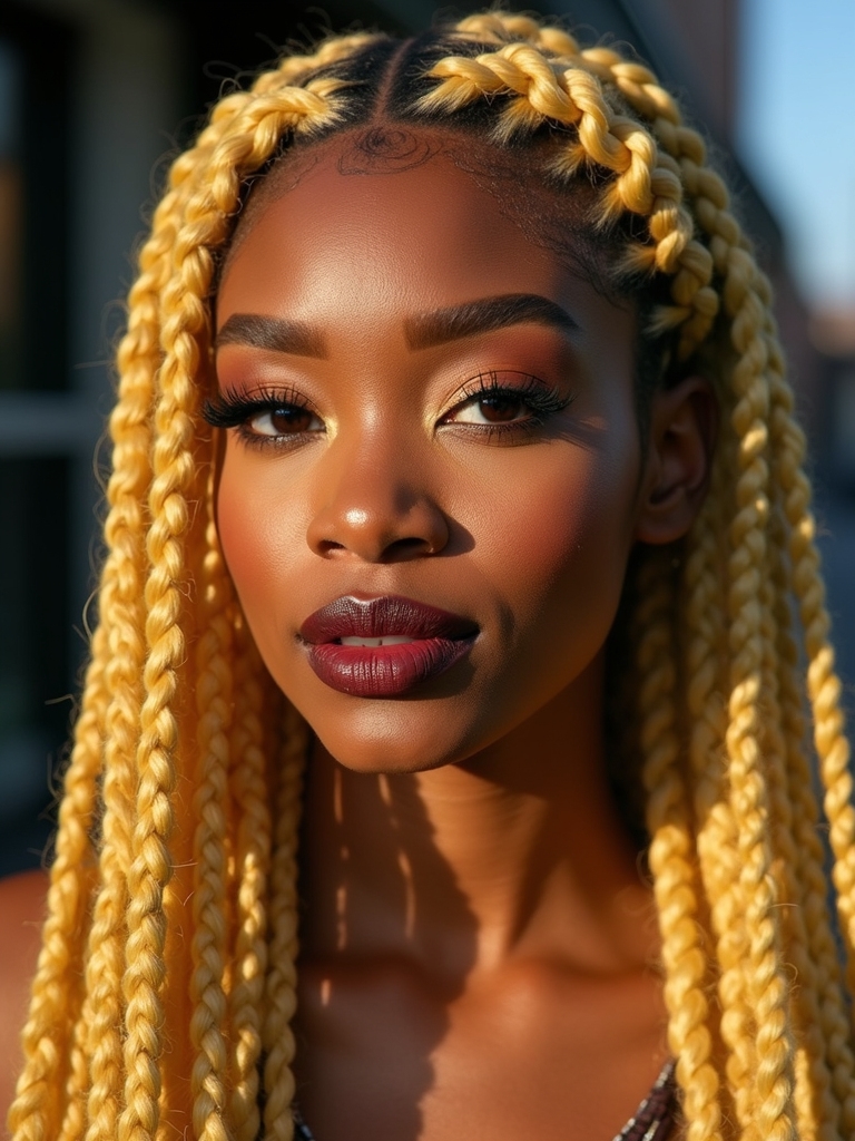 sleek side swept protective braids