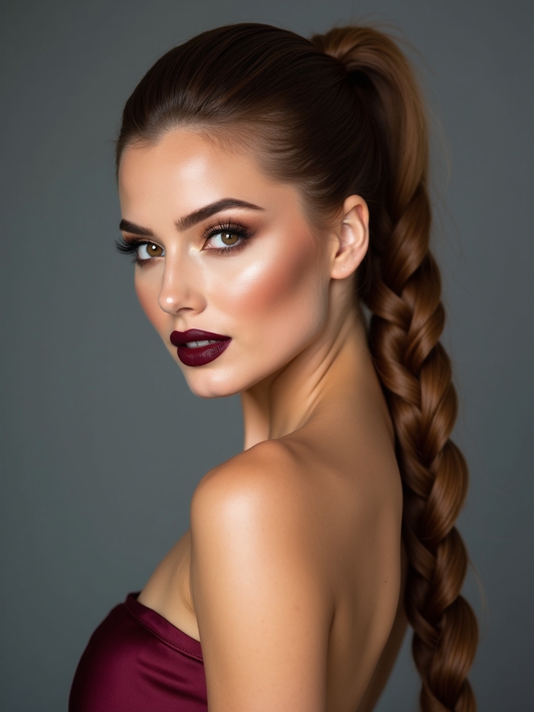 sleek twisted rope braid ponytail
