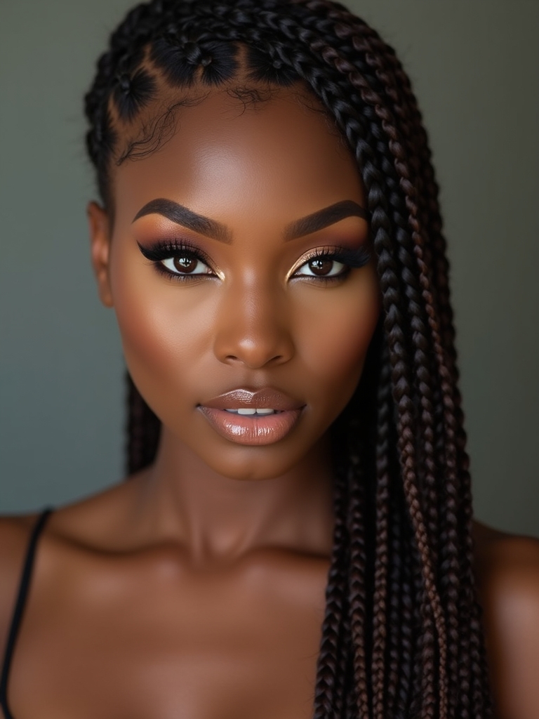 smoky brown side swept cornrows