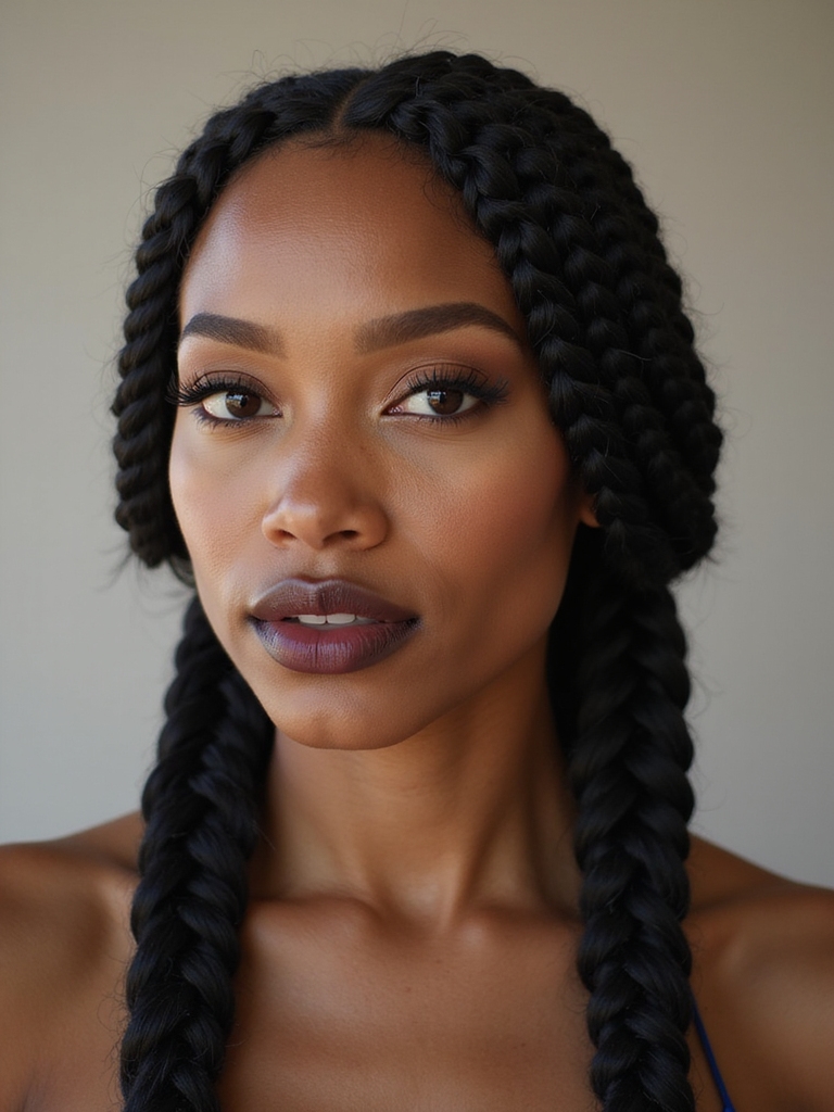 sporty sleek double braids