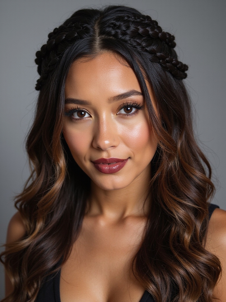 stitched crown with flowing waves