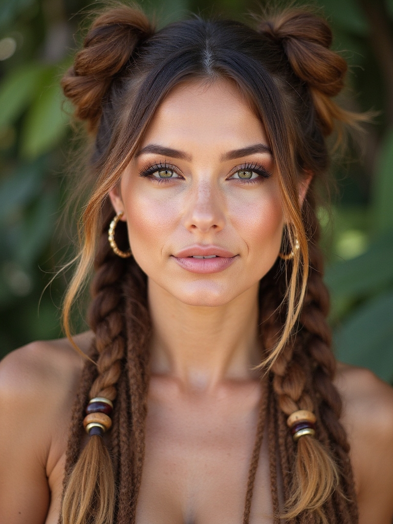 sunlit knotted boho braids
