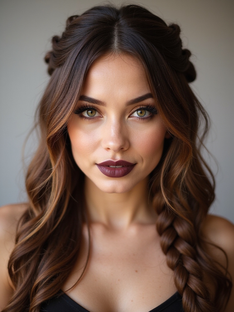 teased crown with staggered braids
