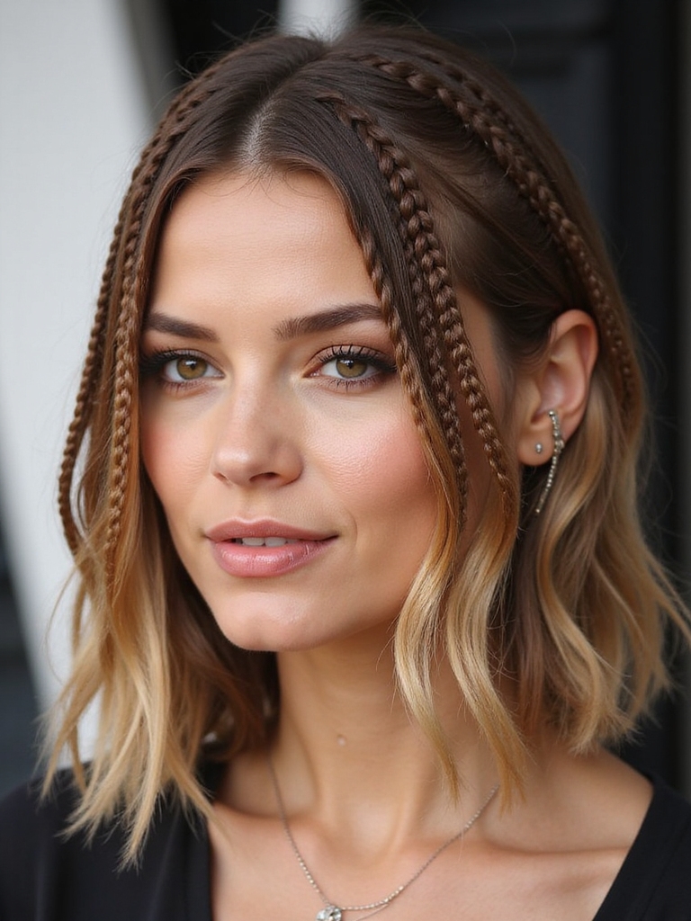 tiny even jaw length braids
