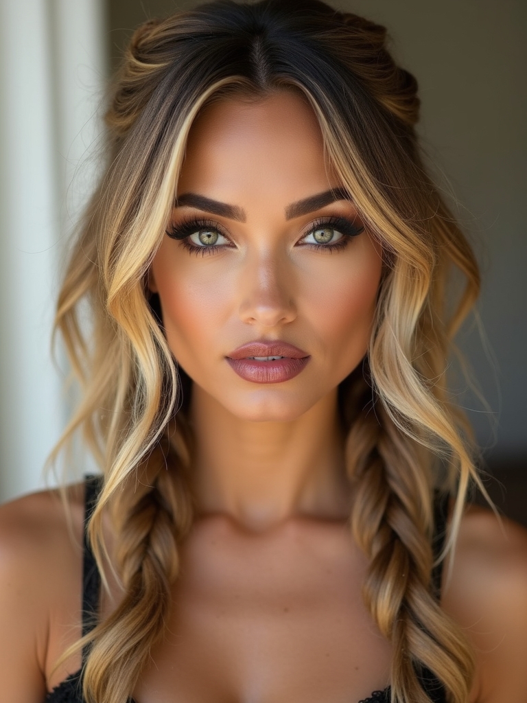 tiny temple braids with waves